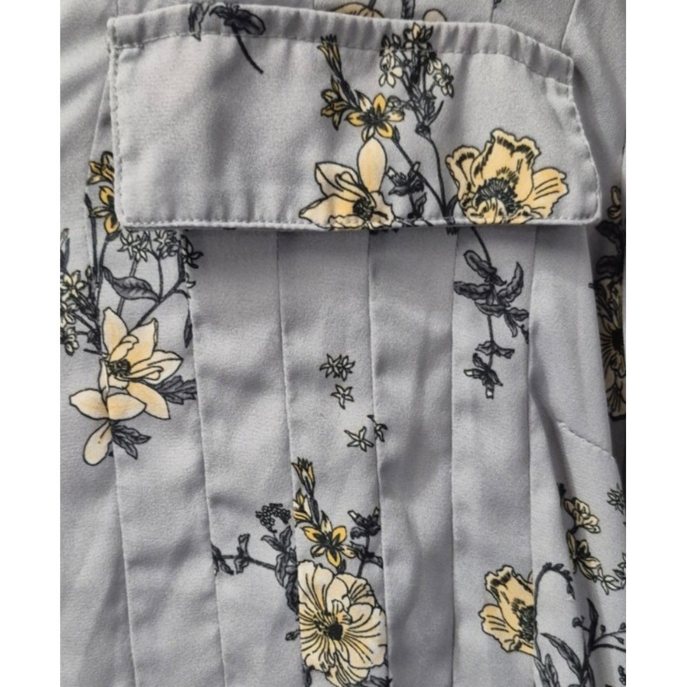 Torrid women's gray floral Georgette Hi-Lo tunic blouse boho shirt sz. 4 pockets - Picture 3 of 13